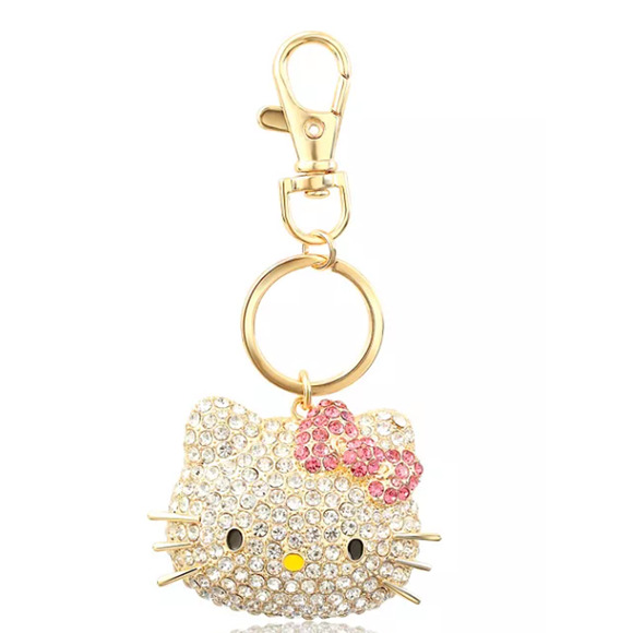 Sanrio Hello Kitty Face Pave 3D Bling Keychain Bag Charm NEW